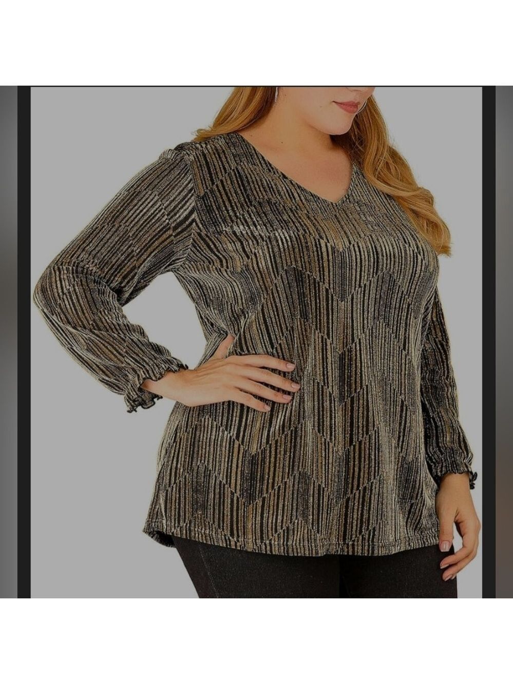 Agnes Orinda | Women's Plus Size Metallic Top | Size 3X - Picture 3 of 15